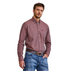 Camisa Masculina TXC Regular Manga Longa Tricoline Xadrez Bordô REF: 29371L