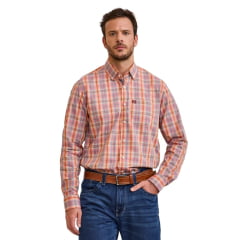Camisa Masculina TXC Regular M. Longa Tricoline Xadrez Laranja REF: 29367L Camisa Masculina TXC Regular M. Longa Tricoline Xadrez Laranja REF: 29367L