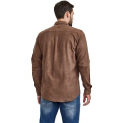 Camisa Masculina TXC Regular Manga Longa Flanelada Marrom Escuro Ref:29454L