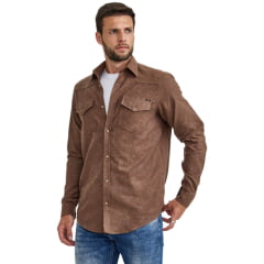 Camisa Masculina TXC Regular Manga Longa Flanelada Marrom Escuro Ref:29454L