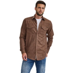 Camisa Masculina TXC Regular Manga Longa Flanelada Marrom Escuro Ref:29454L