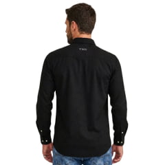 Camisa Masculina TXC Regular Sarja Preto Manga Longa Logo Pequeno Ref:29160L