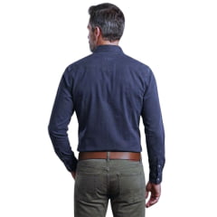 Camisa Masculina TXC RAM Tecido Sarja Azul Marinho Manga Longa Logo Aplicado - Ref: RAM29222L