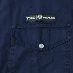 Camisa Masculina TXC RAM Tecido Sarja Azul Marinho Manga Longa Logo Aplicado - Ref: RAM29222L