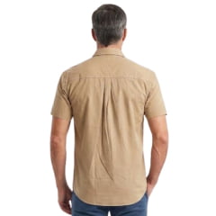 Camisa Masculina TXC RAM Sarja Bege Manga Curta Bolsos Botões De Pressão Logo Aplicado - REF:RAM29223C
