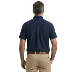 Camisa Masculina TXC RAM Sarja Marinho Manga Curta Botões De Pressão Logo Aplicado - REF:RAM29223C