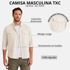 Camisa Masculina TXC Worker Flame Off White Manga Longa Ref: 29393L