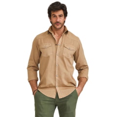 Camisa Masculina TXC Worker Sarja Bege Escuro Manga Longa Ref: 29222L