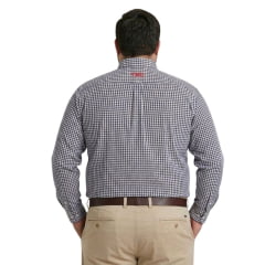 Camisa Masculina TXC X Size Manga Longa Xadrez Azul E Branco Bordada Com Logo Vermelho Ref:2705LP