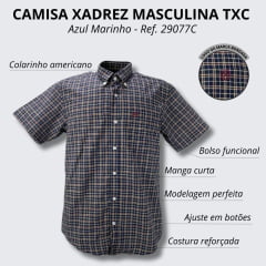 Camisa Masculina TXC Xadrez Azul Marinho - Ref. 29077C