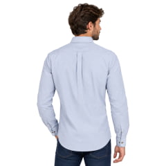 Camisa Masculina Westson's Manga Longa Amer Classic Horseman Azul Claro Logo Marinho Ref:WSA2007