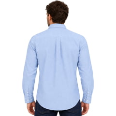 Camisa Masculina Westson's Manga Longa Amer Classic Horseman Color Basic Azul Claro Bordado Colorido Ref:WSA2008