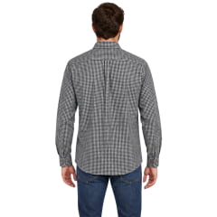 Camisa Masculina Westson's Manga Longa Amer Classic Horseman Xadrez Preto E Branco Logo Lilás Ref:WSA2005