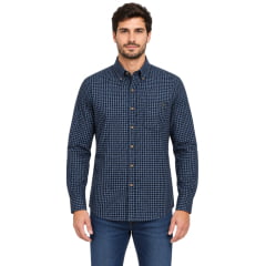 Camisa Masculina Westson's Manga Longa Horseman Xadrez Azul Jeans Logo Preto Ref:WSA2006 Camisa Masculina Westson's Manga Longa Horseman Xadrez Azul Jeans Logo Preto Ref:WSA2006