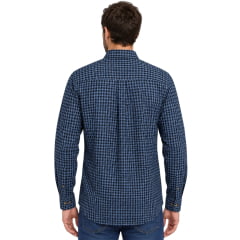 Camisa Masculina Westson's Manga Longa Horseman Xadrez Azul Jeans Logo Preto Ref:WSA2006