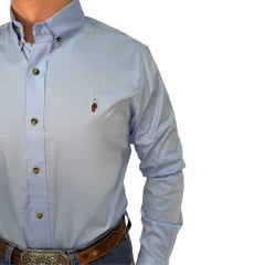 Camisa Masculina Westson's Manga Longa Western Horseman Color Pack Azul Claro Logo Bordado Ref:WSA2021