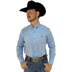 Camisa Masculina Westson's Manga Longa Western Horseman Color Pack Azul Claro Logo Bordado Ref:WSA2021