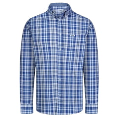 Camisa Masculina Wrangler Manga Longa Tricoline FT Xadrez Azul E Branco Ref.WLS179