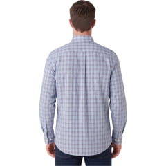 Camisa Masculina Wrangler Tricoline FT Manga Longa Xadrez Azul Bebê E Laranja REF:WLS200UN