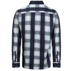 Camisa Masculina Wrangler Manga Longa Tricoline Xadrez Grande Com Bolso Preto Bege e Chumbo Ref.WLS167UN