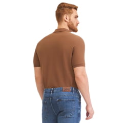 Camisa Polo Masculina Lee Piquet Bordada Marrom Ref:4396L