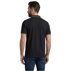Camisa Polo Masculina Lee Piquet Pre Encolhida Lisa Manga Curta Preta Ref:4413L