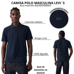 Camisa Polo Masculina Levi's Azul Marinho Standard Fit Ref:005FM0003