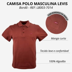 Camisa Pólo Masculina Levi's Manga Curta Bordô/Marrom RF: LB003-7014