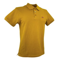 Camisa Polo Masculina Levi's Manga Curta Amarelo/Mostarda Com Logo Vermelho Ref: LB0030147