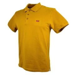Camisa Polo Masculina Levi's Manga Curta Amarelo/Mostarda Com Logo Vermelho Ref: LB0030147