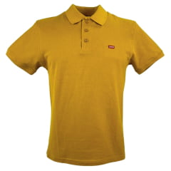 Camisa Polo Masculina Levi's Manga Curta Amarelo/Mostarda Com Logo Vermelho Ref: LB0030147