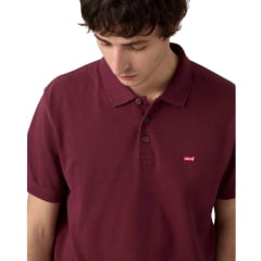 Camisa Polo Masculina Levi's Manga Curta Bordô Com Logo Ref:LB0030163