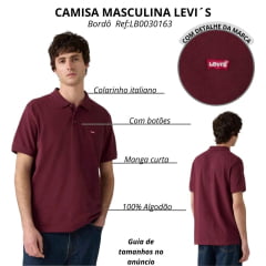 Camisa Polo Masculina Levi's Manga Curta Bordô Com Logo Ref:LB0030163