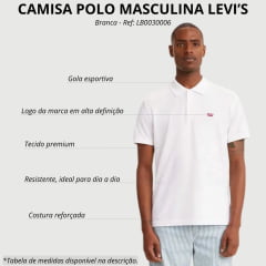 Camisa Polo Masculina Levi's Manga Curta Branca Com Logo Vermelho Ref: LB0030006