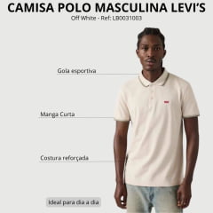Polo Masculina Levi's Off White Com Detalhe Na Gola E Logo Bordada Ref:LB0031003