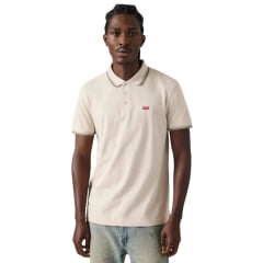 Polo Masculina Levi's Off White Com Detalhe Na Gola E Logo Bordada Ref:LB0031003