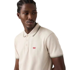 Polo Masculina Levi's Off White Com Detalhe Na Gola E Logo Bordada Ref:LB0031003