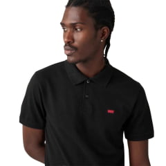 Camisa Polo Masculina Levi's Preto Com Logo Vermelha Ref:LB0030166