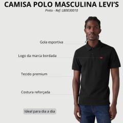 Camisa Polo Masculina Levi's Preto Com Logo Vermelha Ref:LB0030166