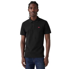 Camisa Polo Masculina Levi's Preto Com Logo Vermelha Ref:LB0030166