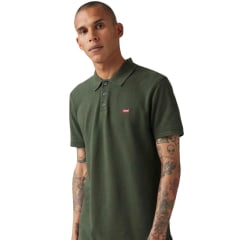 Camisa Polo Masculina Levi's Verde Escuro Logo Vermelho Ref LB003-0148