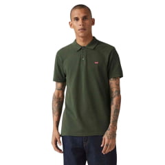 Camisa Polo Masculina Levi's Verde Escuro Logo Vermelho Ref LB003-0148