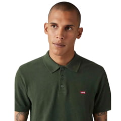 Camisa Polo Masculina Levi's Verde Escuro Logo Vermelho Ref LB003-0148