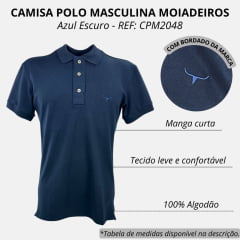 Camisa Polo Masculina Moiadeiros Azul Escuro Com Logo Bordada REF: CPM2048