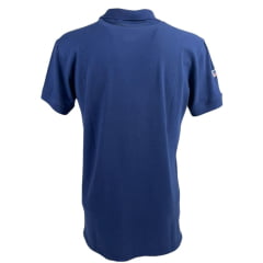 Camisa Polo Masculina Moiadeiros Azul Escuro Manga Curta Com Logo Azul Ref.CPM2038