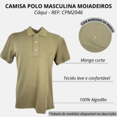 Camisa Polo Masculina Moiadeiros Caqui Com Logo Bordada Em Bege REF: CPM2046