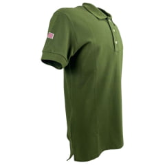 Camisa Polo Masculina Moiadeiros Verde Exército Manga Curta Com Logo Verde Ref.CPM2039