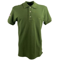 Camisa Polo Masculina Moiadeiros Verde Exército Manga Curta Com Logo Verde Ref.CPM2039