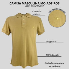 Camisa Polo Masculina Os Moiadeiros Com Logo Bordado Caqui Ref:CPM2069