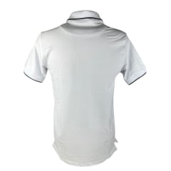 Camisa Polo Masculina Texas Farm Friso New Style Branco/ Cinza Com Logo Bordada Em Chumbo Bandeira EUA Ref: CPM012